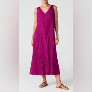 NWT Eileen Fisher Crushed Silk V-Neck Dress